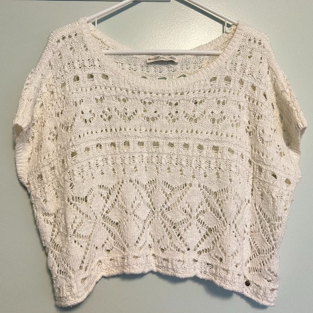 Abercrombie & Fitch Crochet Cropped Short Sleeve Sweater - One Size